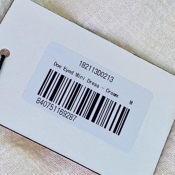 NWT Spell & The Gypsy Collective Cream Doe Eyed Mini Dress - Picture 17 of 17